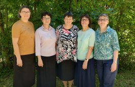 Die neue Generalleitung der Schwesterngemeinschaft Caritas Socialis. vlnr: Sr. Ângela L. Vandresen, Sr. Clotilde R. Bonfim, Sr. Susanne Krendelsberger, Generalleiterin, Sr. Sieglinde Ruthner, Sr. Karin Weiler
